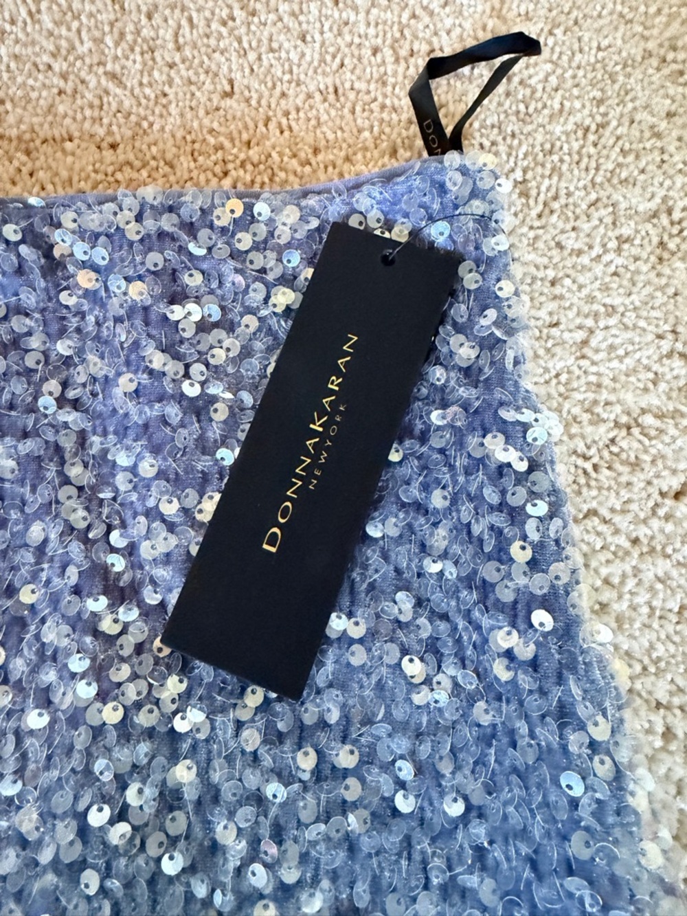 Donna Karan Blue Embellish Sequin Midi Skirt - Picture 3 of 7